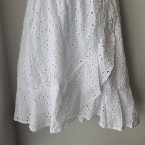 White Prarie Dress Flounce Eyelet Ruffle Flowy Fairy Summer Spring Sz Small - Picture 7 of 12